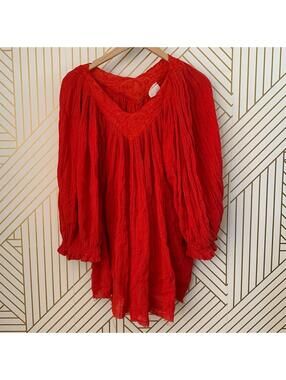Modus Vivendi 100% cotton puff sleeves stitched embroidered boho bohemian L